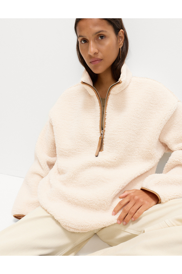 Peluş Fermuarlı Sweatshirt - 1