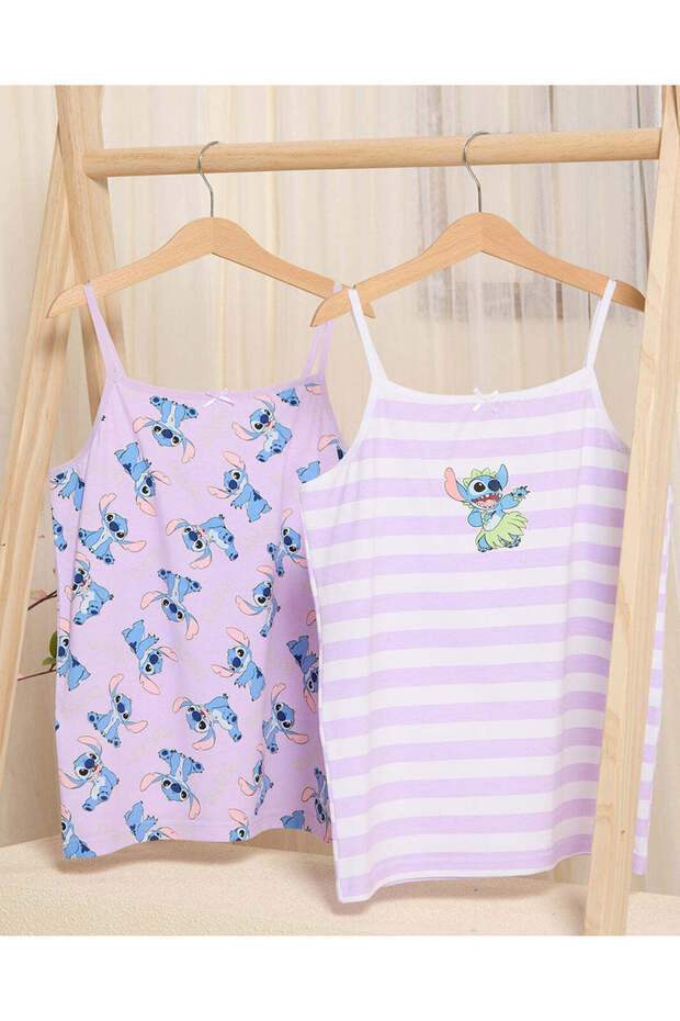 Senior Girls Pink Stitch Print Vest (Pack of 2)