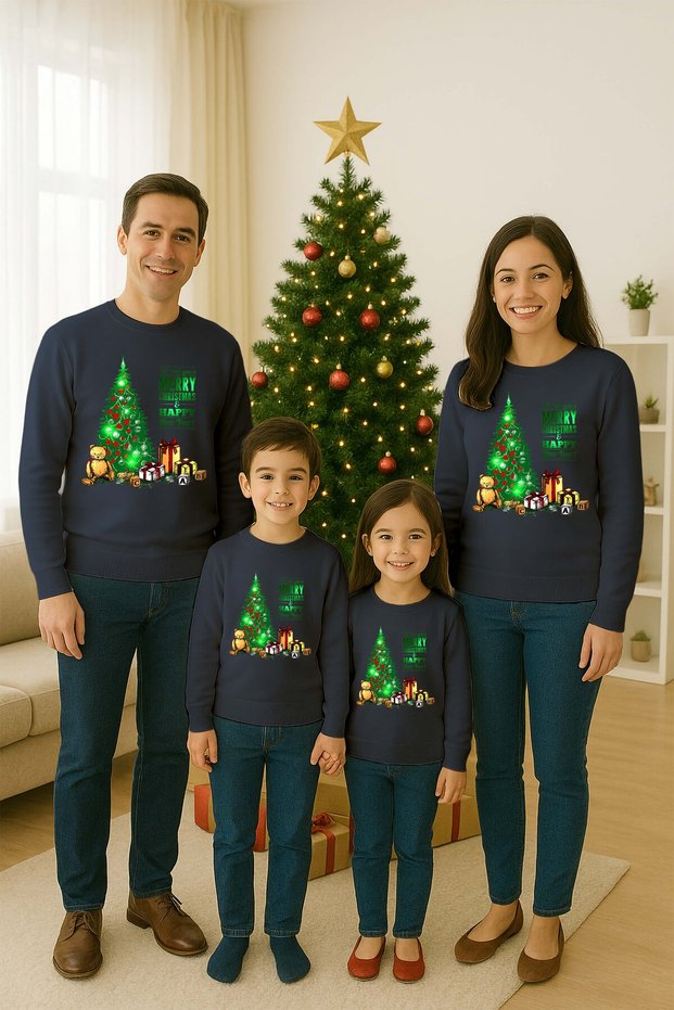 Unisex Happy New Year New Year's Eve Printed Adult and Children Sweatshirt 3 Thread Ş Fleece-Lined Fabric