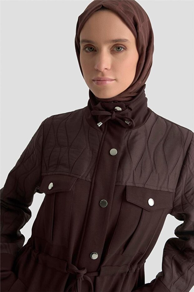 ملابس محبوكة مبطنة مختلطة 25KD1602 بني غامق