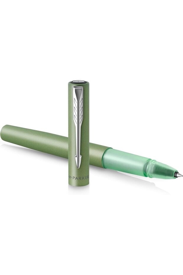 قلم حبر جاف Vector XL، رأس رفيع - أخضر معدني مع حواف من النحاس والكروم، قابل لإعادة التعبئة