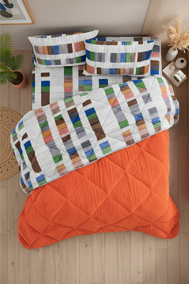 Veluna King Size Luxury Wellsoft Quilt Double-Sided - Quilt Set with 2 Pillowcases 215X235 cm