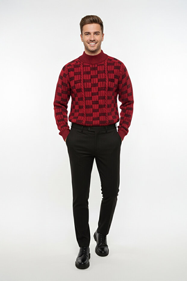 سترة رجالية منقوشة بياقة نصف دائرية - 2