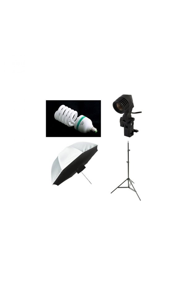 Video chat light kit with bulb and softbox type front diffusion umbrella 84cm