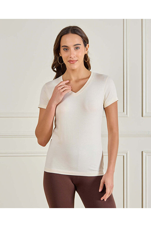 Women Beige Basic T-Shirt