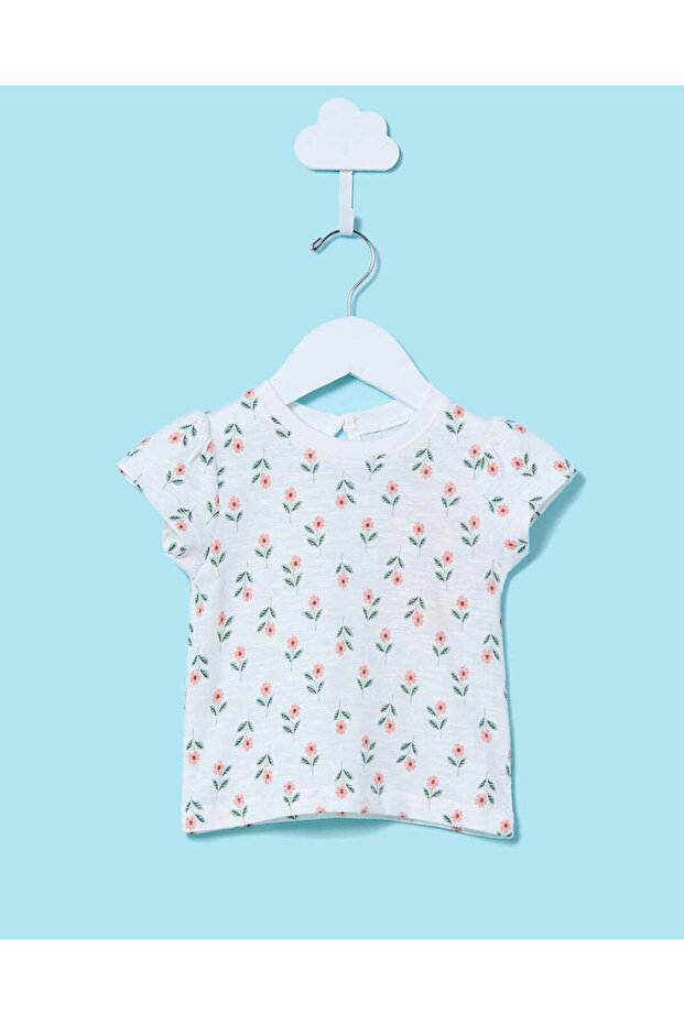 Infant Girls White Printed T-Shirt