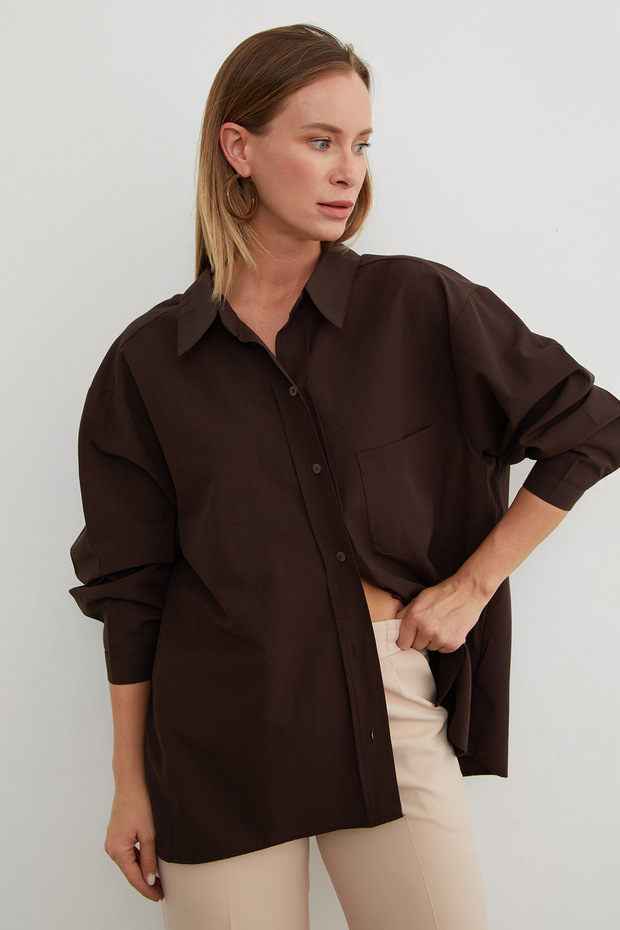 Basic Tek Cepli Oversize Gömlek - 1