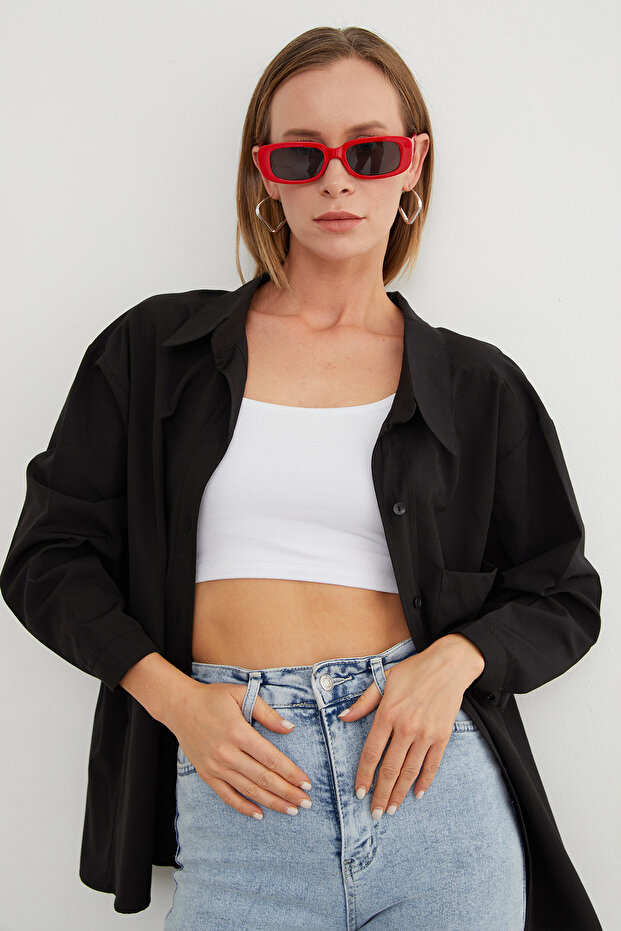 Basic Tek Cepli Oversize Gömlek - 2