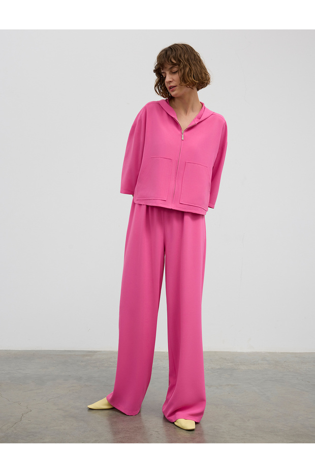 Jachetă bomber cu glugă și fermoar - 3