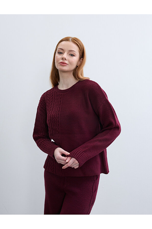 Sac Orgu Patterned Circular Neck Sweater - 6