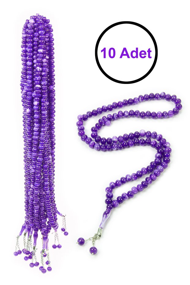 10 Pieces of 99 Prayer Beads 10mm Hajj Umrah Gift - Purple