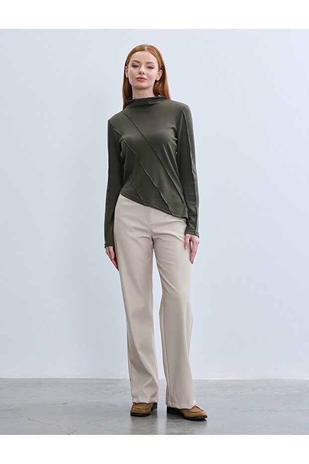 بلوزة فيسكوز كاريسيم بيبي بتفاصيل أوفرلوك محبوكة باللون الأزرق - 1