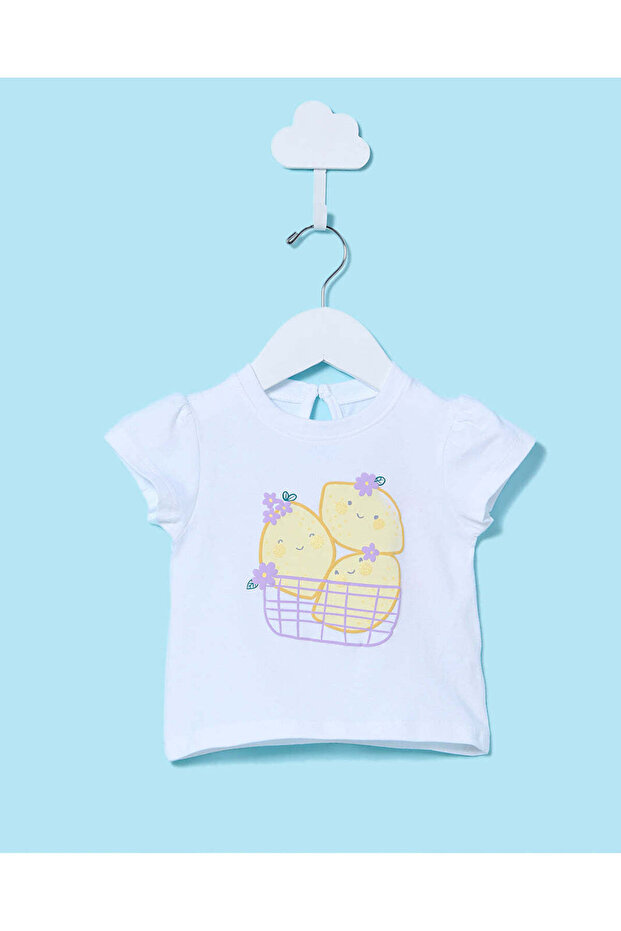 Infant Girls White Printed T-Shirt