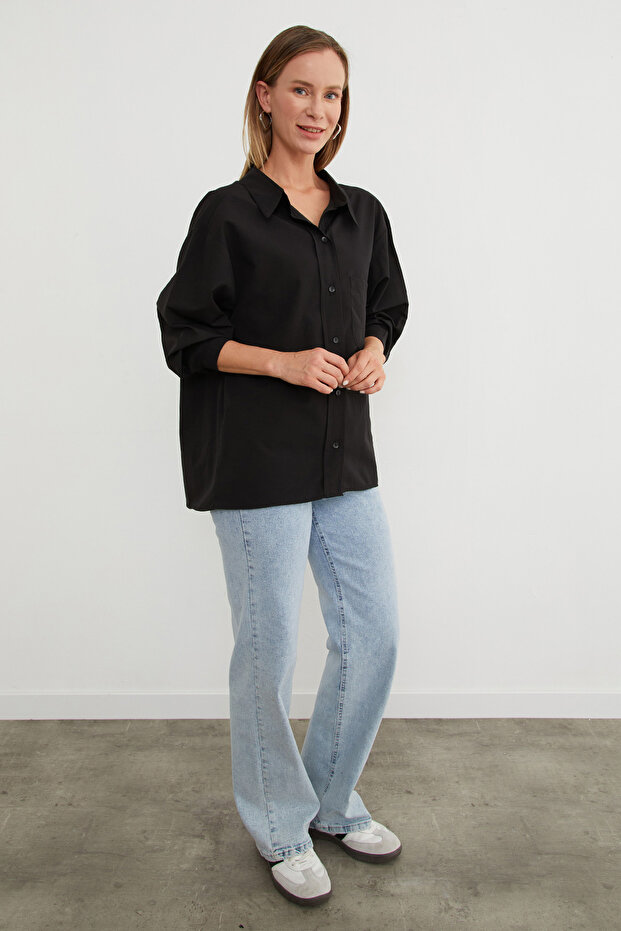 Basic Tek Cepli Oversize Gömlek - 5