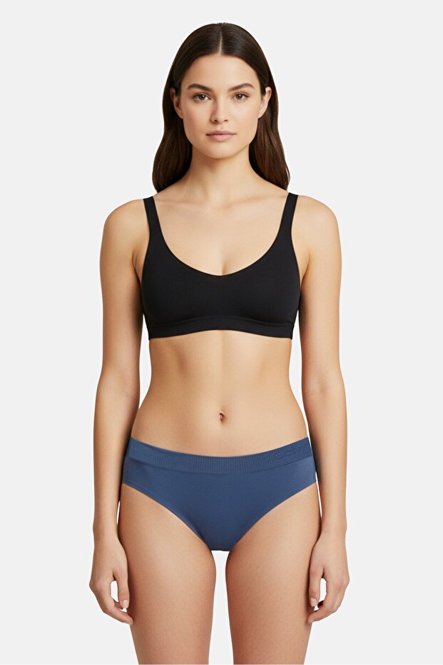 Women Brand Logo Pull On Bikini Bottom, Slate Blue
