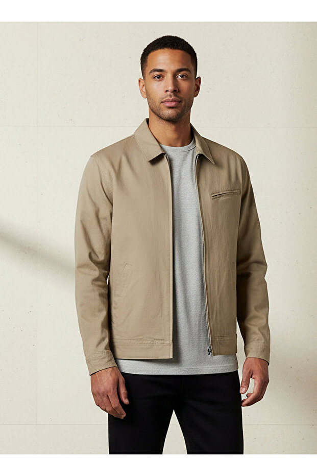 جاكيت رجالي بمقاس عادي وسحاب - 1