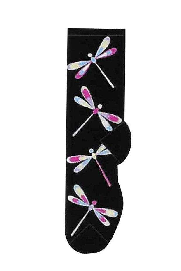 جوارب بوليستر مطبوع برسومات اليعسوب، مقاس 9-11 - 1