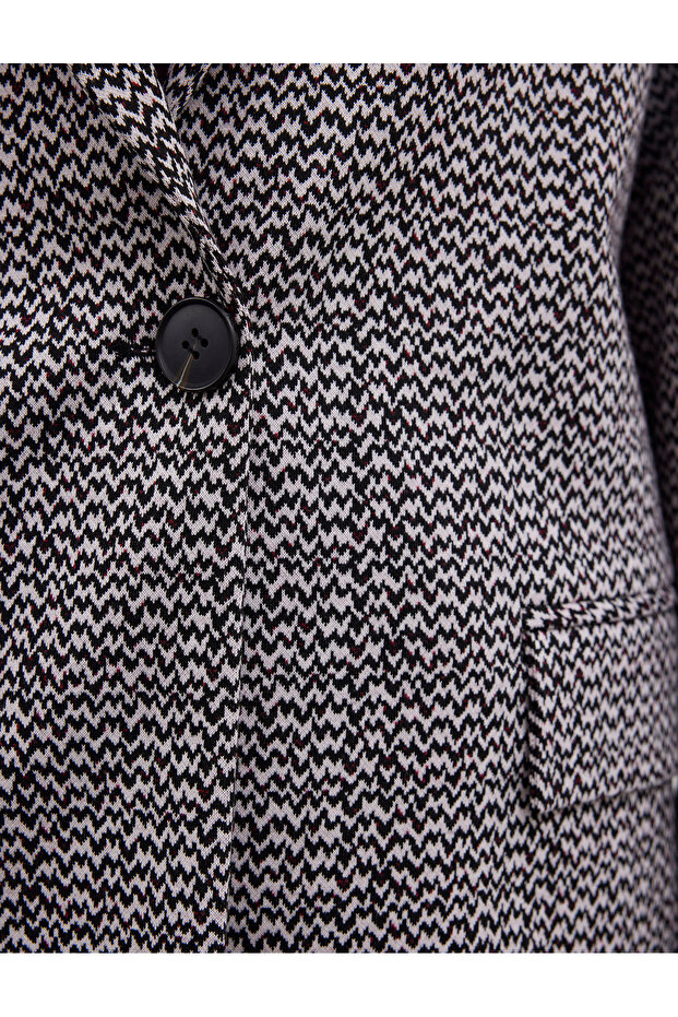 Viscose Mixed Patterned Blazer Jacket - 6