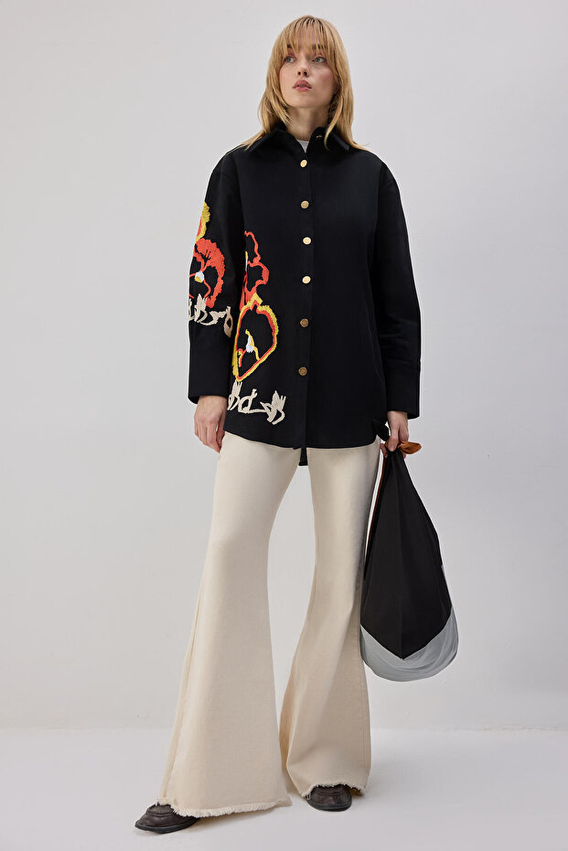 Embroidered Gabardine Shirt