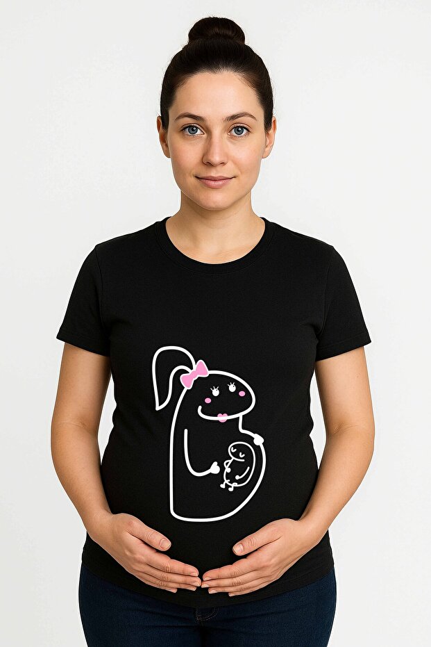 Pregnant Printed Women Tshirt Cotton Combed Fabric
