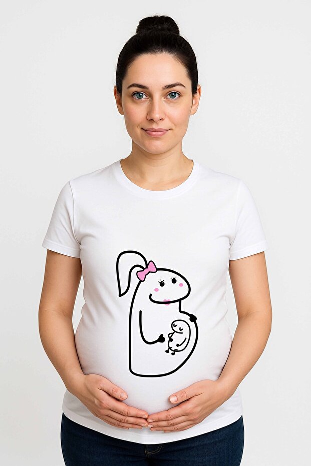 Pregnant Printed Women Tshirt Cotton Combed Fabric