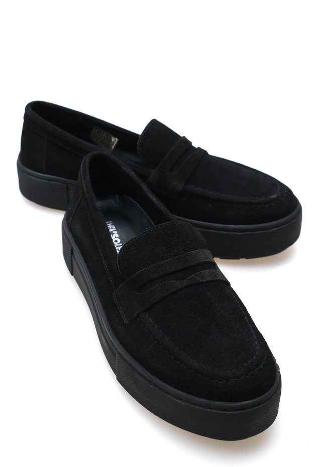 Elena Beaumont Black Suede Women's Genuine Leather Laceless Orthopedic Sneaker Casual Shoes