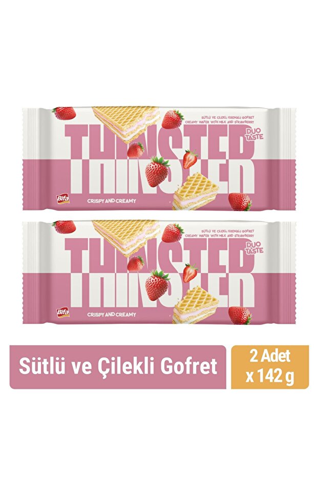 Thinster Sütlü Ve Çilekli Kremalı Büyük Boy Gofret 142 gr x 2 adet