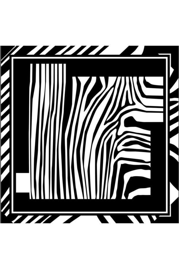 وشاح منقوش باللونين الأسود والأبيض - 3