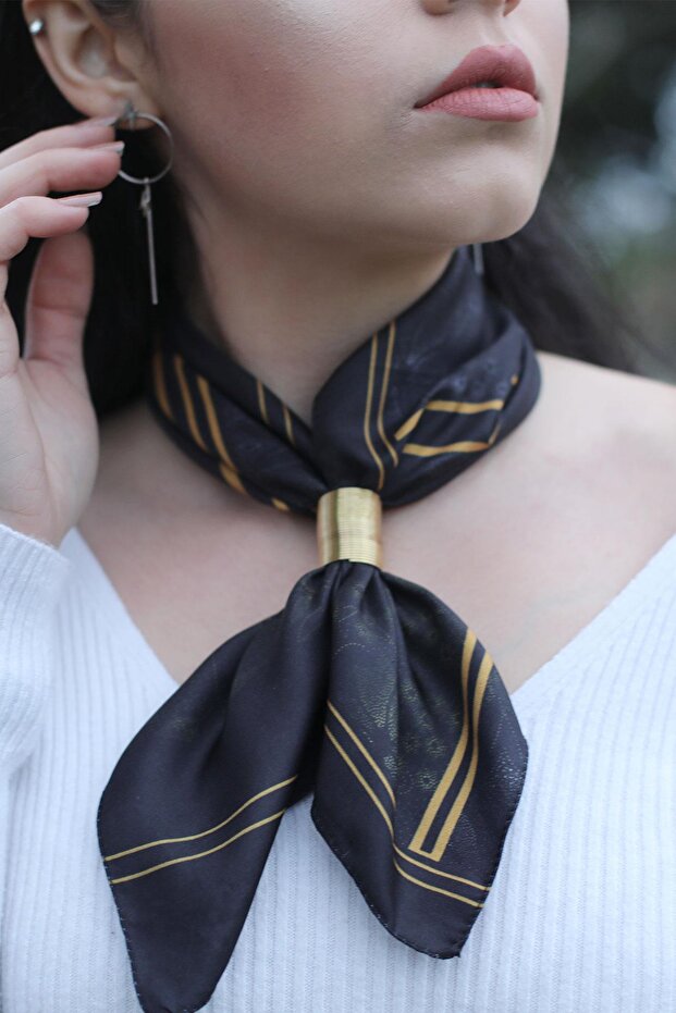 Desenli Fular Altın - 1