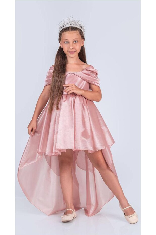 Chiffon Detailed Girls' Evening Dress