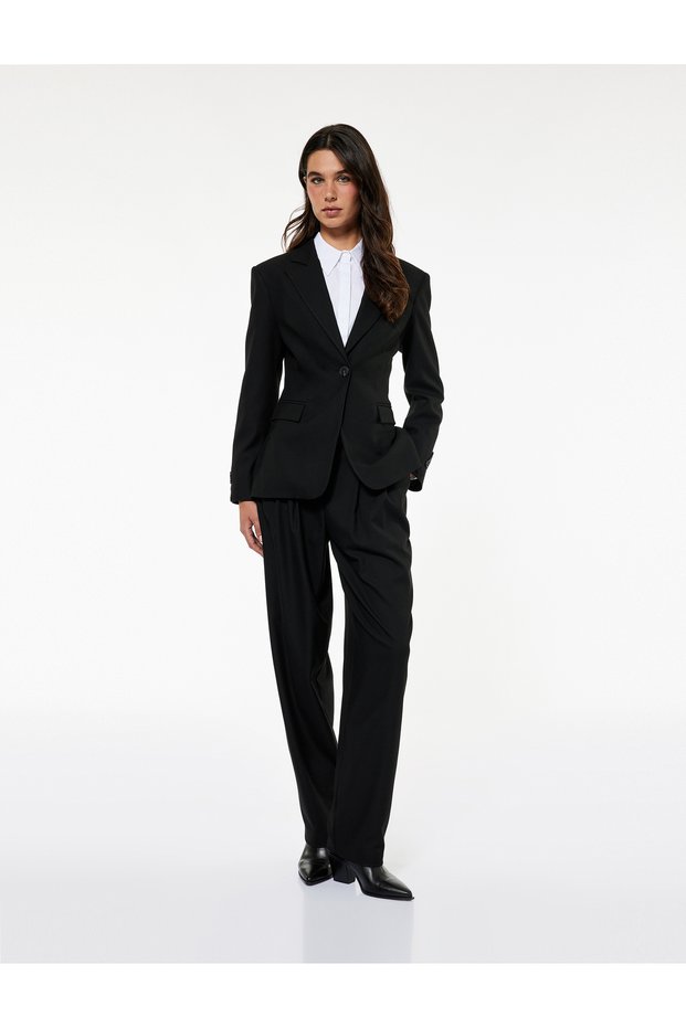Slim Fit Pocket Long Sleeve Blazer Jacket