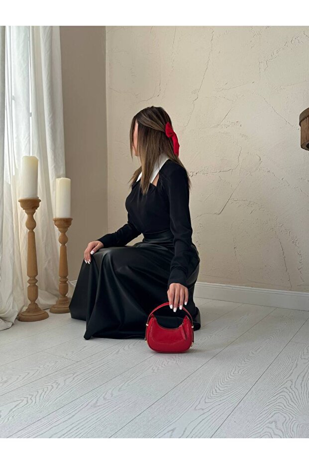 Deri Kloş Midi Etek - 5