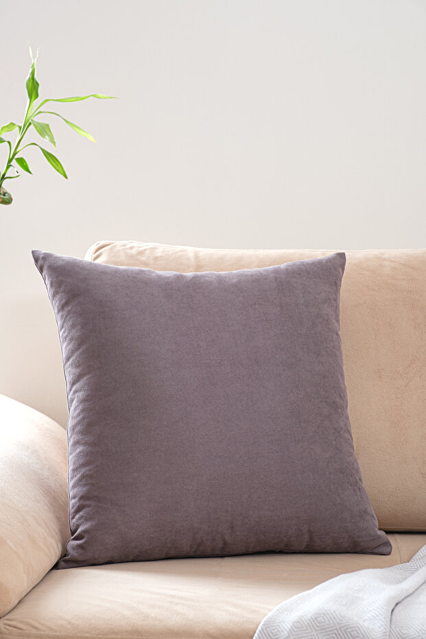 Cozy Suede Textured Plain Throw Pillow Cover with Optional Sizes - Gray Mink