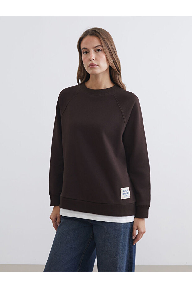 Lcw Comfort Crew Neck Oversize Women's Thick Sweatshirt