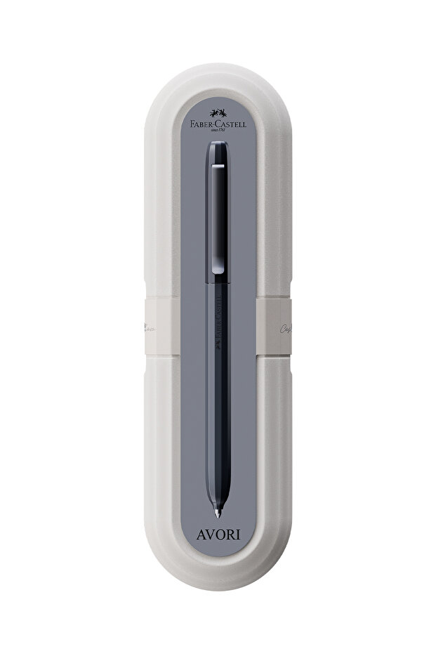 Avori Graphite Gray Barrel Ballpoint Pen, Durable Metal Clip, High Capacity Blue Ink