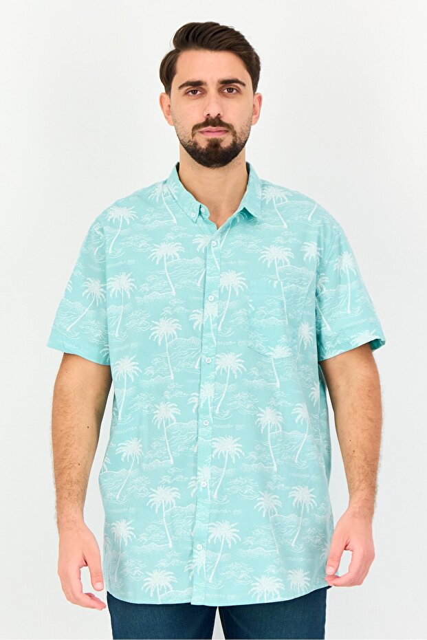 Men Classic Fit Allover Print Short Sleeve Casual Shirt, Multicolor