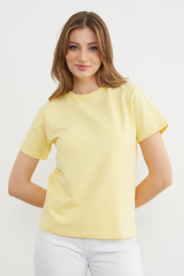 Basic Bisiklet Yaka Tişört - 7