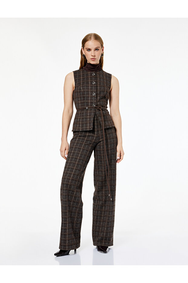 X Melis Ağazat - Plaid Wide-Leg Palazzo Pants
