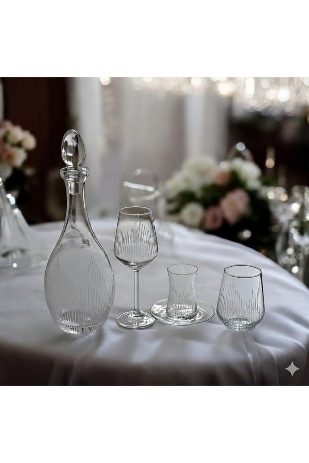49 Pieces Light Pattern Hand Decor Cut Glass Water Set