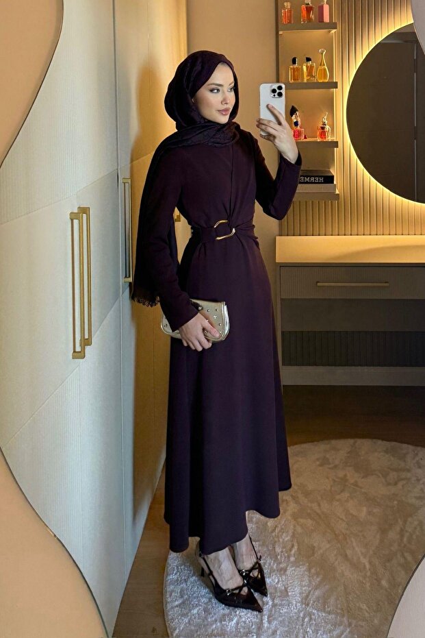 Endam Buckled Dress Plum