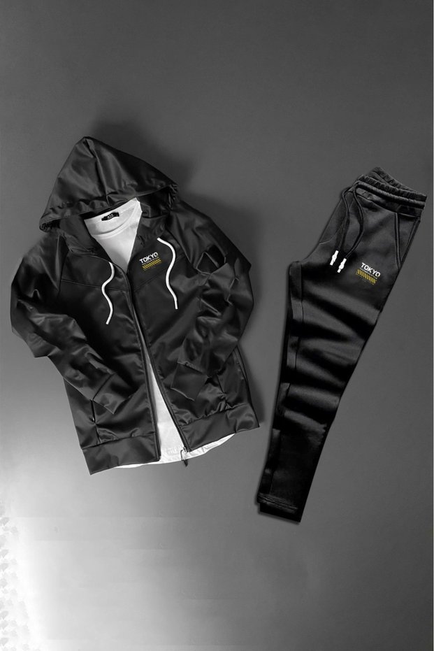 Tokyo Printed Pocket Zippered Scuba Tracksuit Set