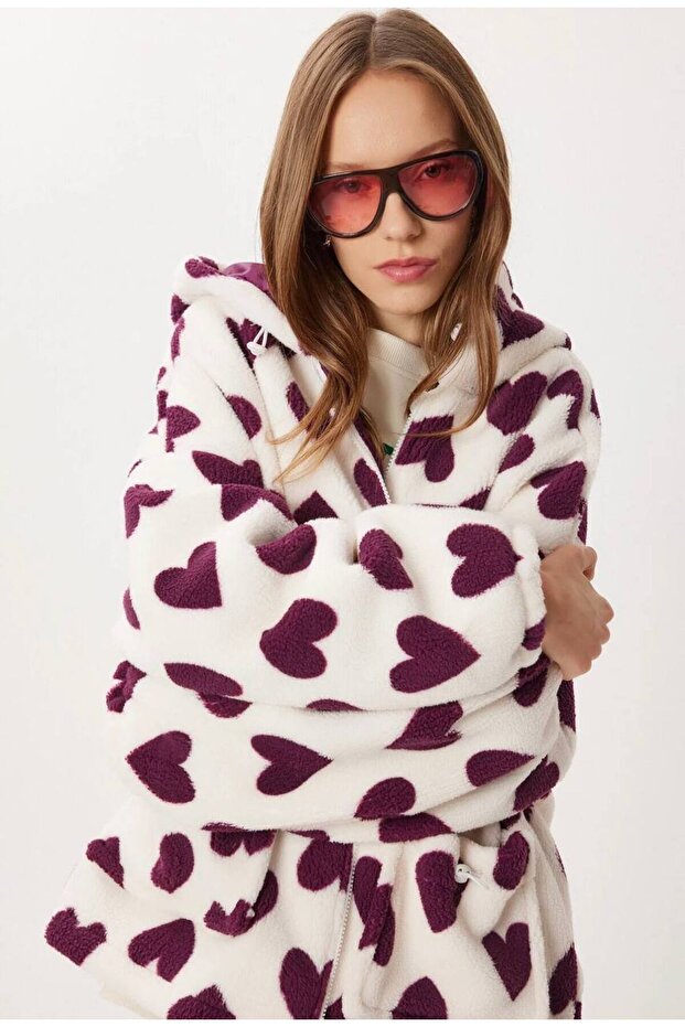 Asur Boutique Women's Hooded Lamb Model Standard Size Coat (36-42)