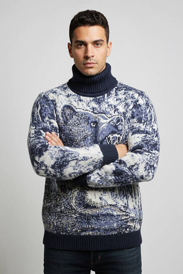Pulover cu model pentru bărbați - 1