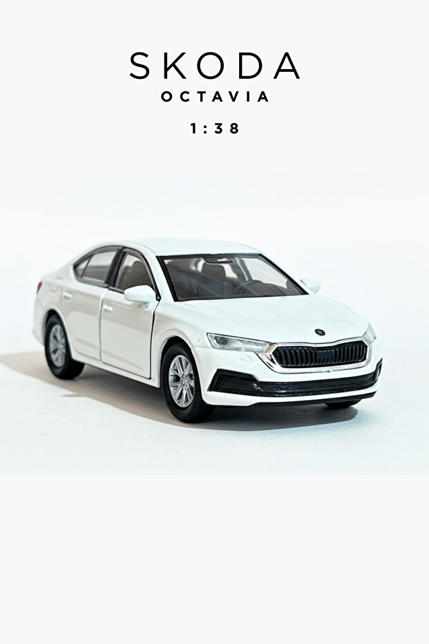White 1:38 Scale Die Cast Doors Open Licensed Skoda Octavia Metal Model Car