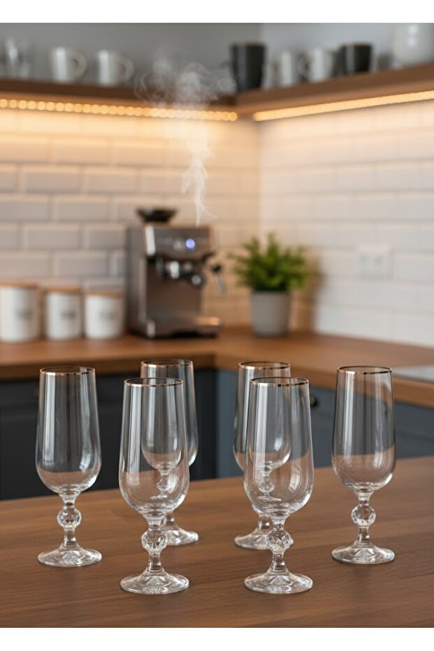 Crystalex Platinum Footed Coffee Side Water Glass 180 ml