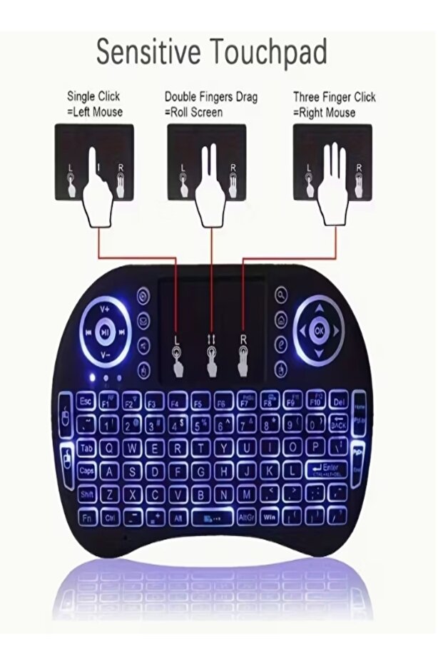 Mini Wireless Keyboard with Colors LED Backlight and Integrated Touchpad - 3