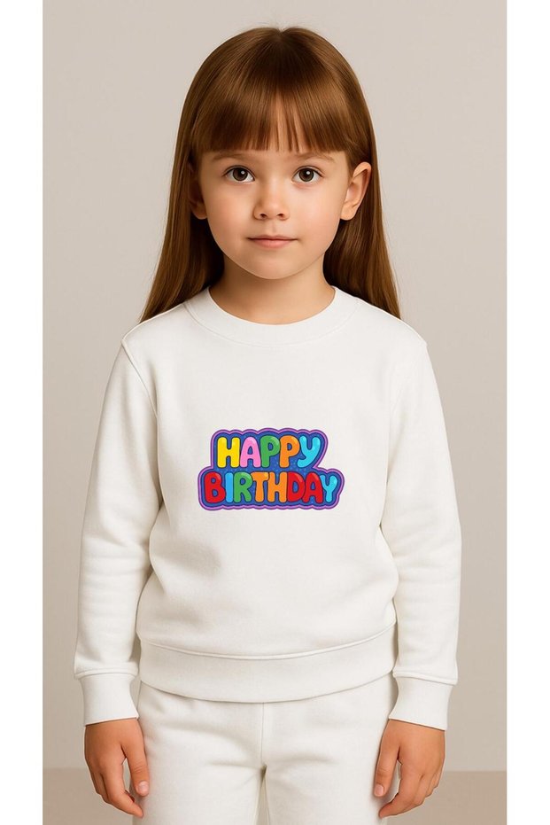 Team Sweatshirt Happy Printed Girls Boys Crew Neck3 4-5-6-7-8-9-10-11-12Years