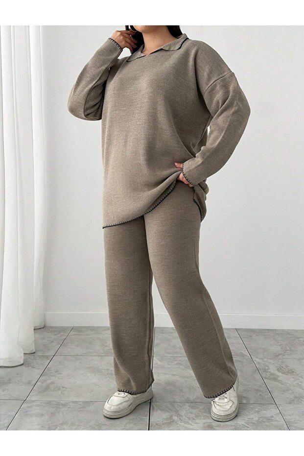 طقم تريكو رفيع مقاس كبير - 5