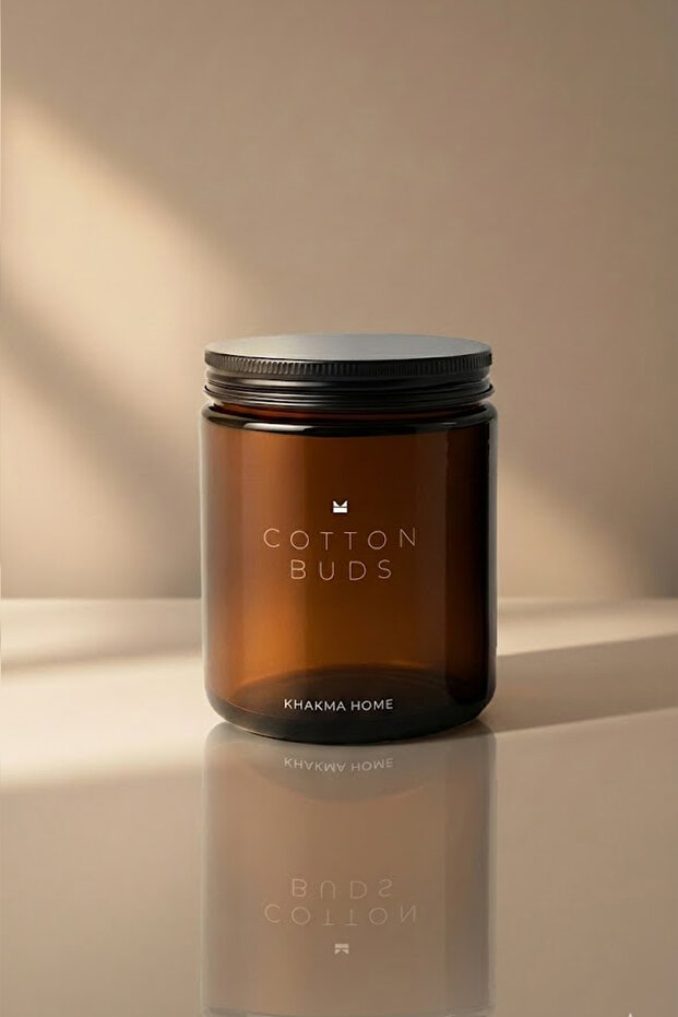 Amber Glass Cotton Bud Jar – Ear Swab Box with Screw Lid, Bathroom Organizer