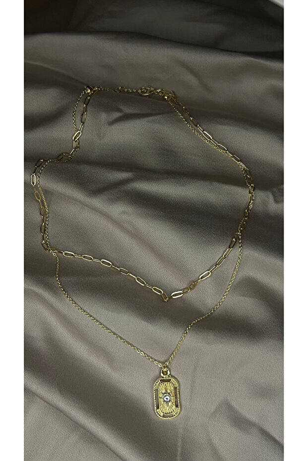 Paslanmaz Gold Kaplama Kolye - 1